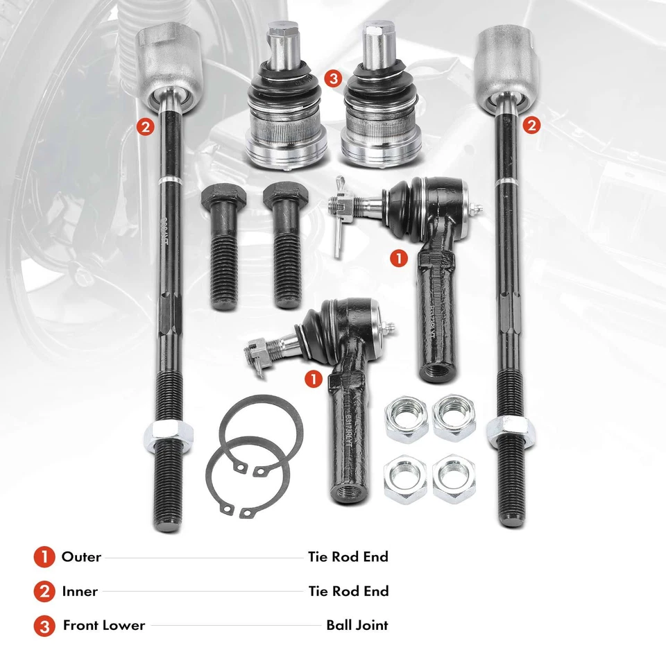 Extremo de varilla de amarre delantero y rótula 6 piezas para Dodge Plymouth Neon 1995 1996 1997-1999 Foto 2 de 4