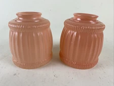 Vintage Pink / Peach / Salmon Glass Lamp Shade Set of 2 Pastel