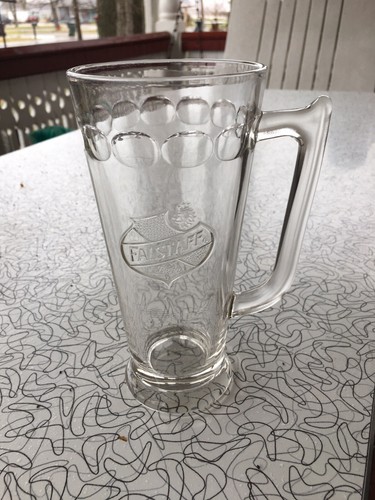 Vintage Raised Handled Falstaff Beer Glass Mug Thumbprint Style Barware 7" - Picture 2 of 2