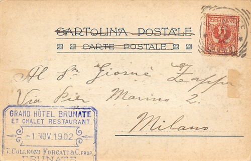 B1697) ANTICO BRUNATE CASA BALIA VOLTA VERSO TIMBRO GRANDE HOTEL BRUNATE VG - Bild 2 von 2