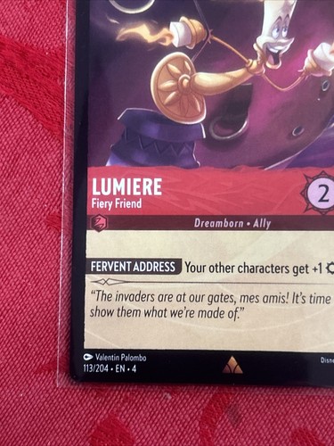 Disney Lorcana: Ursula's Return - Lumiere - Fiery Friend - 113/204 - Rare NM/M - Picture 4 of 7