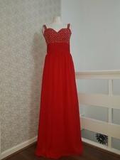 red maxi evening dress sequin embroidered wedding prom size 8