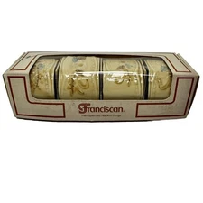 Franciscan Pottery BOUQUET TAN Napkin Rings Set Of 4 In Original Box