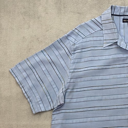 Exofficio Shirt Men XL Blue Striped Short Sleeve Lightweight Travel Button-Up - Picture 3 of 11