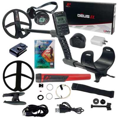 XP DEUS II FMF Metal Detector with 9  FMF Search Coil, Remote, WS6 Headphones, &