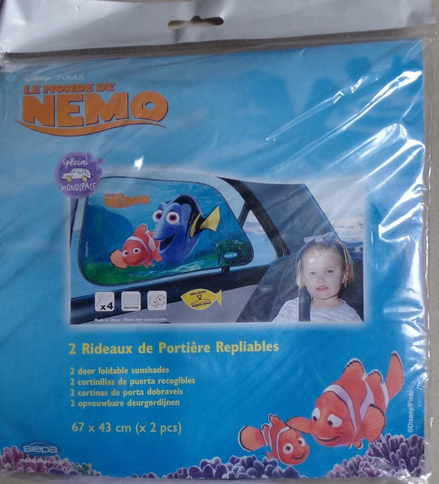 § DISNEY NEMO 2 rideaux portières repliables NEUF pour monospace - Photo 1/1