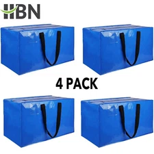 4PCS Moving Bags Heavy Duty Extra Large,Blue Moving Totes Bag w/ Zippers Handles