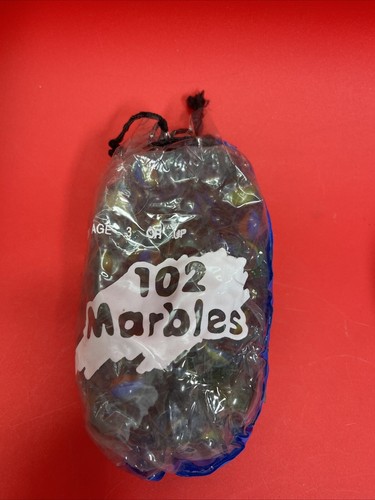 Tri Colored Glass Cat Eye Retro Marbles 102 Pk 3 bags W/ Carry Bag Game Room - Picture 5 of 9