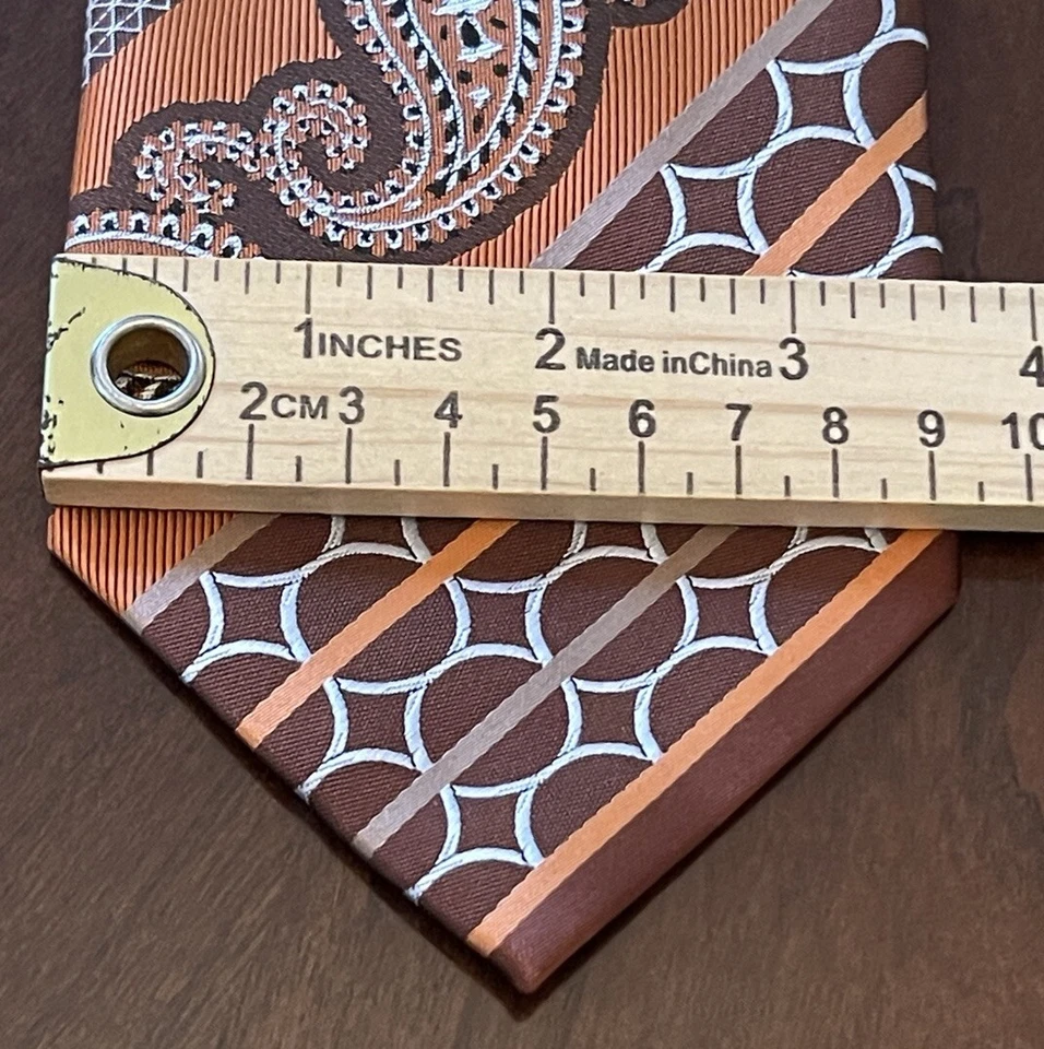 Gravata masculina Avanti Uomo laranja marrom feita à mão 100% poliéster feita na China - Imagem 4 de 4