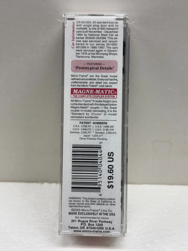 N Scale Micro Trains MTL 38310 Canadian National CN 401020 Box Car - Image 4 of 4