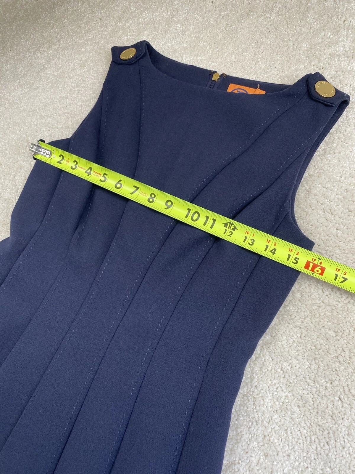 Abito blu navy Tory Burch taglia 2 senza maniche misto lana