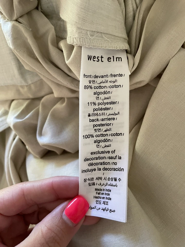 Funda nórdica West Elm satén de algodón jaspeado completa/queen gris niebla nueva sin etiquetas Foto 2 de 3