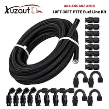 4AN-6AN-8AN-10AN Nylon Braided PTFE Fuel Line 10FT-30FT with 20 Fitting Hose Kit