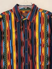 Western Wits. LLC Pearl Snap Shirt Men’s 3XL Aztec Southwestern Vibrant (read)