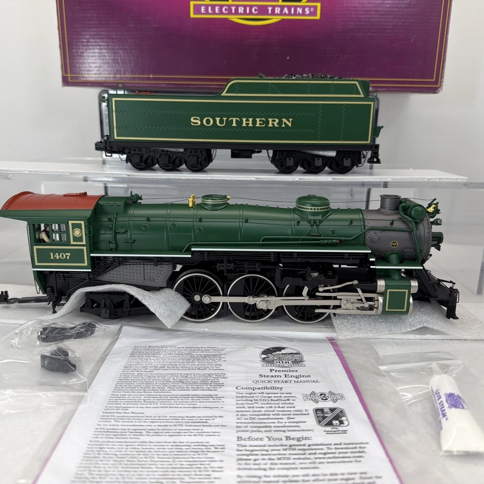 MTH Premier 20-3466-1 Southern Green 4-6-2 Ps-4 Steam PS.3 O Gauge Used #1407 - Image 2 of 4