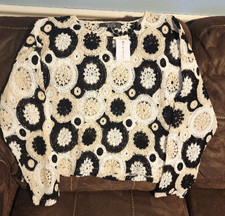 Womens Primark Crochet Black & Beige Sweater ...