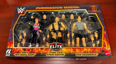 WWE WRESTLEMANIA 13 Mattel Elite Figures SUBMISSION MATCH Bret,Austin,Shamrock