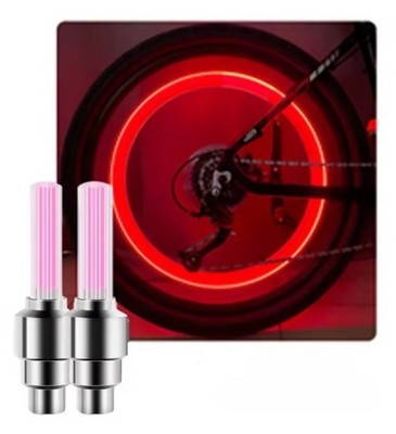 LED valve caps for bicycles (2 pieces) (pink color)