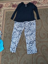 Soma Women  s 2 Pc Pajama Set Medium Blue Leopard Print Sleepwear Lounge PJs Cozy