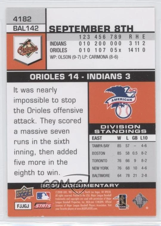 2008 Upper Deck Documentary Melvin Mora #4182 - Image 2 of 2