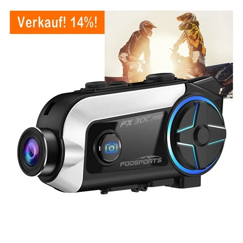 FX30C PRO BT 5.4 Motorcycle Intercom Bluetooth Helmet Headset 1080P APP Video Wifi