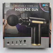 Portable Cordless Massage Gun - 4 Massager Heads / 6 Speed Options / NEW