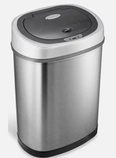 NINESTARS DZT-50-9 Auto Touchless Motion Trash Can, 13 Gal 50L, Stainless - NEW