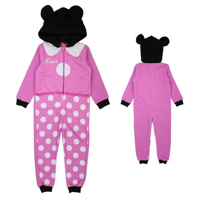 Disney Minnie Mouse Fleece Jumpsuit Girls Pyjamas House Suit Size 92 -110