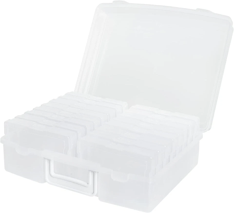 Organizador de fotos transparente de 4" x 6" con mango - 16 almacenes interiores transparentes para fotos... Foto 4 de 4