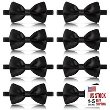 bow ties for men, Pre-tied Men's Bow Ties Adjustable Satin Bow Tie for Black