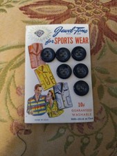 VINTAGE Jewel-Tone For SPORTS WEAR BUTTON CARD MADE IN THE USA SIX BUTTONS
