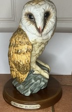 Leonardo Collection Fine Bone China Large Barn Owl On Plinth Ornament Figure