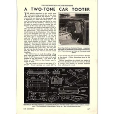 A Two-Tone Car Tooter Car Horn Whistle Plans 1931 Article AG1-14