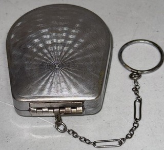 Vtg 1926 Guilloche Starburst Compact Dance Purse w/Ring Mirror Lipstick Rouge