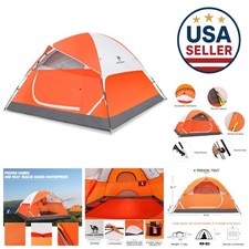 Spacious 4-Person Waterproof Camping Dome Tent - Lightweight  Easy Setup