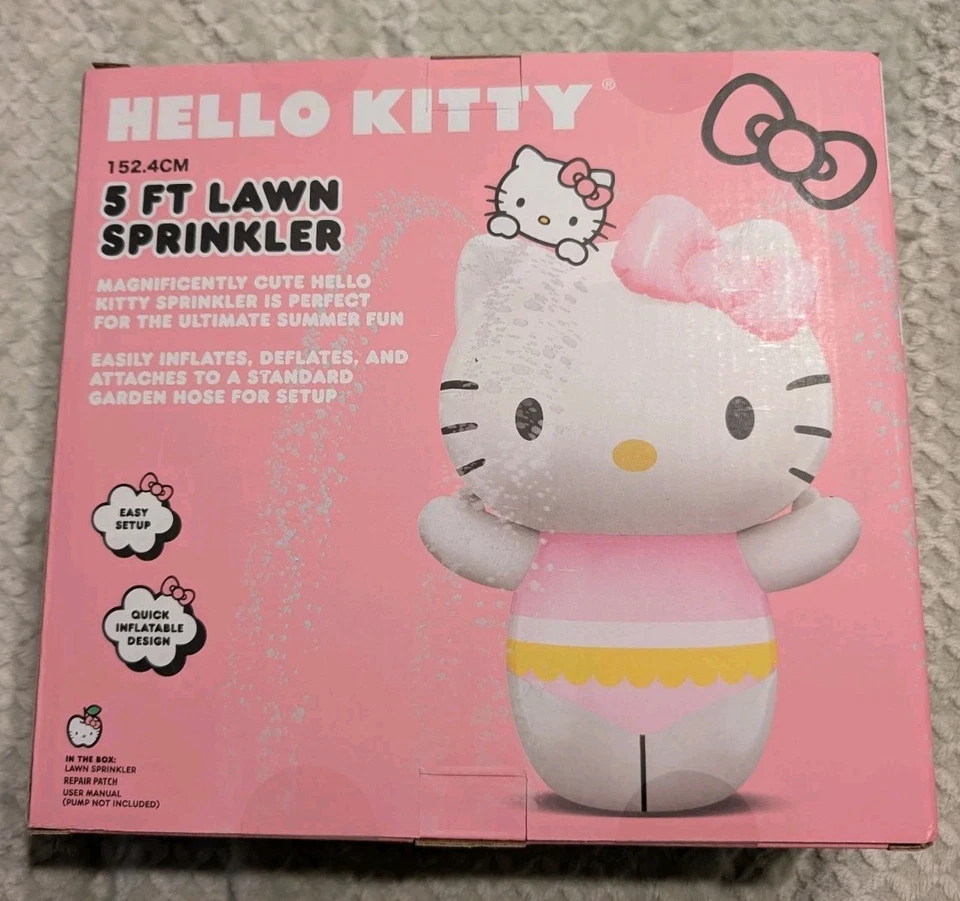 Hello Kitty 5 英尺充气草坪洒水器 - 全新! — 第 3/3 张图片