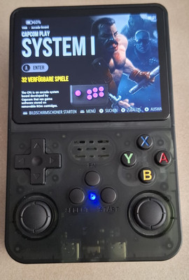 R36S Retro Handheld Konsole 128GB, Transparent Schwarz, 3.5''IPS