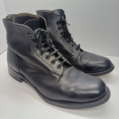 Vintage T&H Bros Schwarz Leder Herren Kampfstiefel UK 9 Weite 6