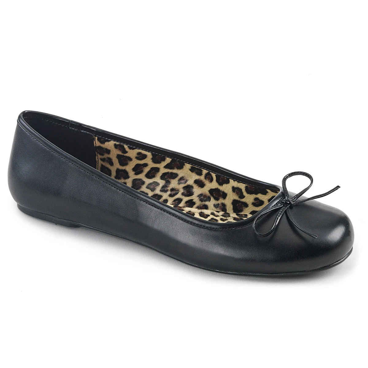 Pleaser Anna 01 Ballet Flat Bow Accent Black Patent Women'S Flats