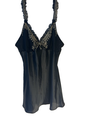 Seductive Babydoll Cinema Etoile Night Gown M Women Black Embroidered Classic