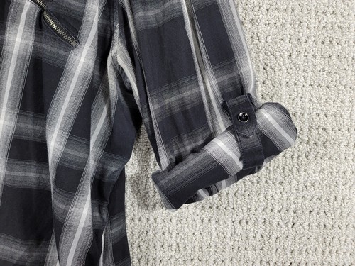 INC International Concepts Men Button Up Shirt Sz 2XL Distressed Plaid Roll Tab - Picture 4 of 12