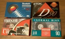 Lot of 4 Blank Cassette Tapes, New / Sealed, Scotch, TDK, Maxell