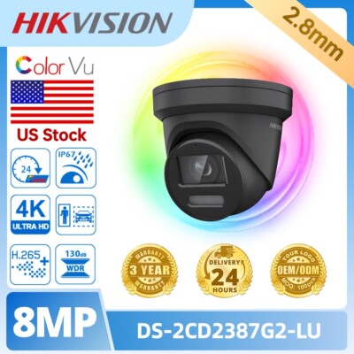 4K ColorVu PoE IP Camera 2.8mm Original HIKVISION DS-2CD2387G2-LU AcuSense Audio
