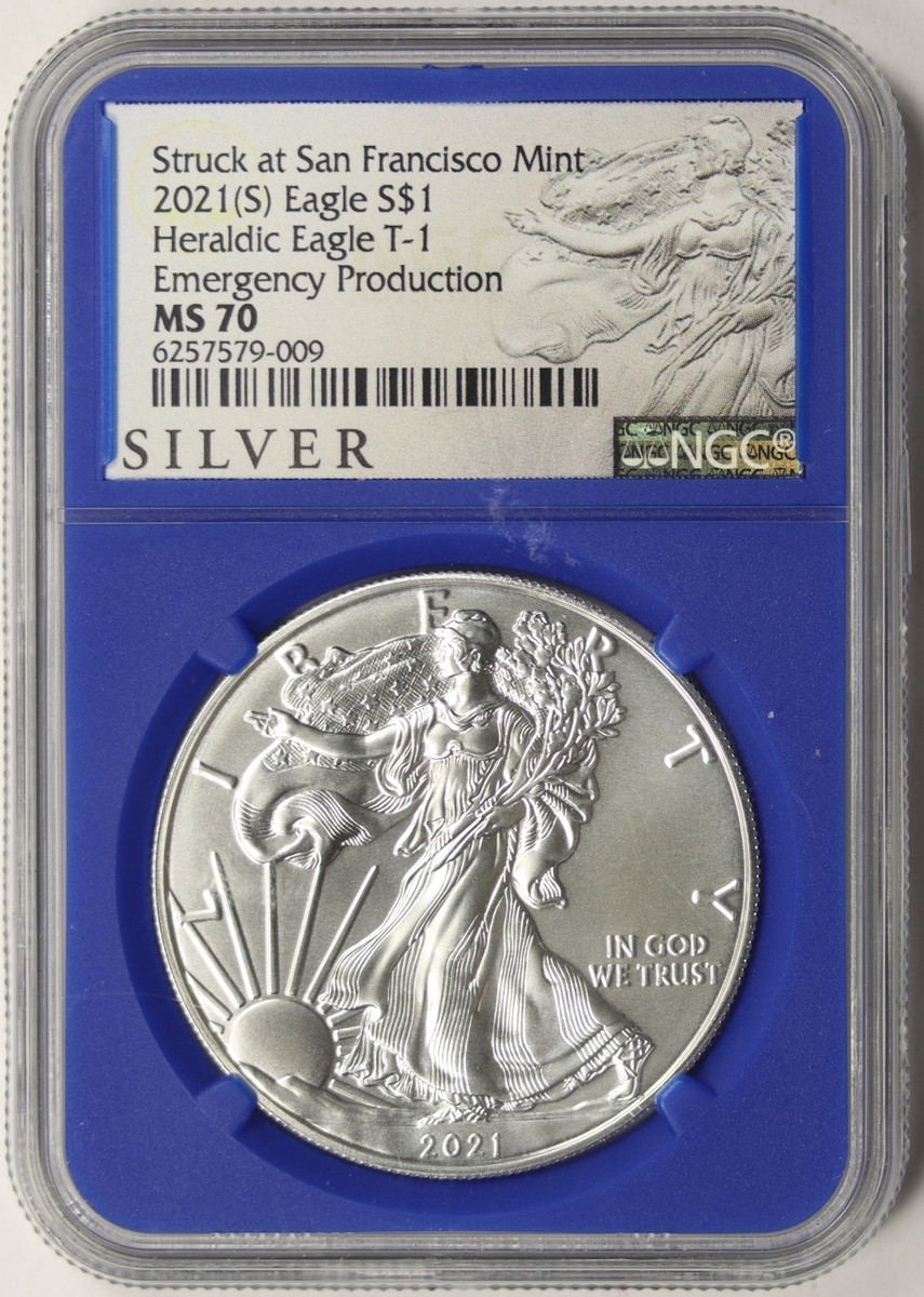 銀貨 Struck at San Francisco 2021 MS70 2021-(S) $1 Silver Eagle NGC MS70 Type 1 Struck at San