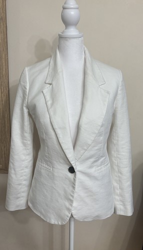 J.Crew Parke Blazer Stretch Linen White size 0 /XS $198 🔥 - Picture 4 of 15