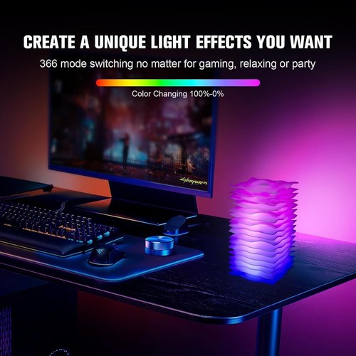 Luce Notturna LED RGB 17CM USB Ricaricabile Batteria Telecomando 12 Colori Scrivania - Foto 13 di 15
