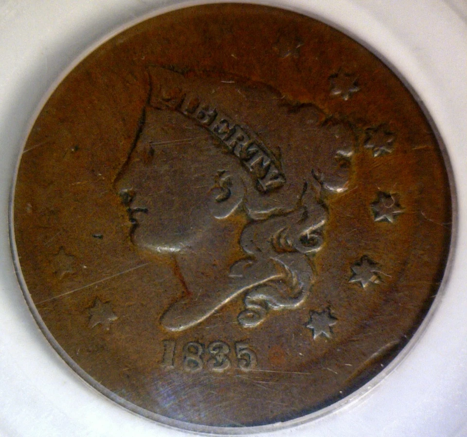 1835 ERROR PCGS G6 Off Center LARGE CENT Coin NICE EARLY O/C FREE SHIP - Image 4 of 4