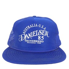 Vtg 80s Danielsen Cap Thunderbird Logo Mesh Foam Snap Back Trucker Baseball Hat