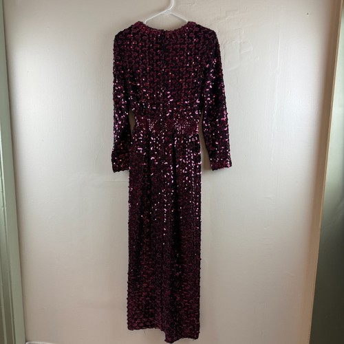 Vintage Lilli Diamond of California Sequin Maxi Dress Burgundy Pink Whimsigoth - Picture 7 of 20