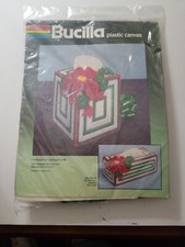 Bucilla Christmas Plastic Canvas 3D Poinsettia Tissue Box Cover NEW